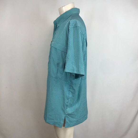 PANHANDLE - MEN'S LARGE - BLUE SHORT SLEEVE BUTTON 100% POLYESTER SHIRT - Picture 6 of 8